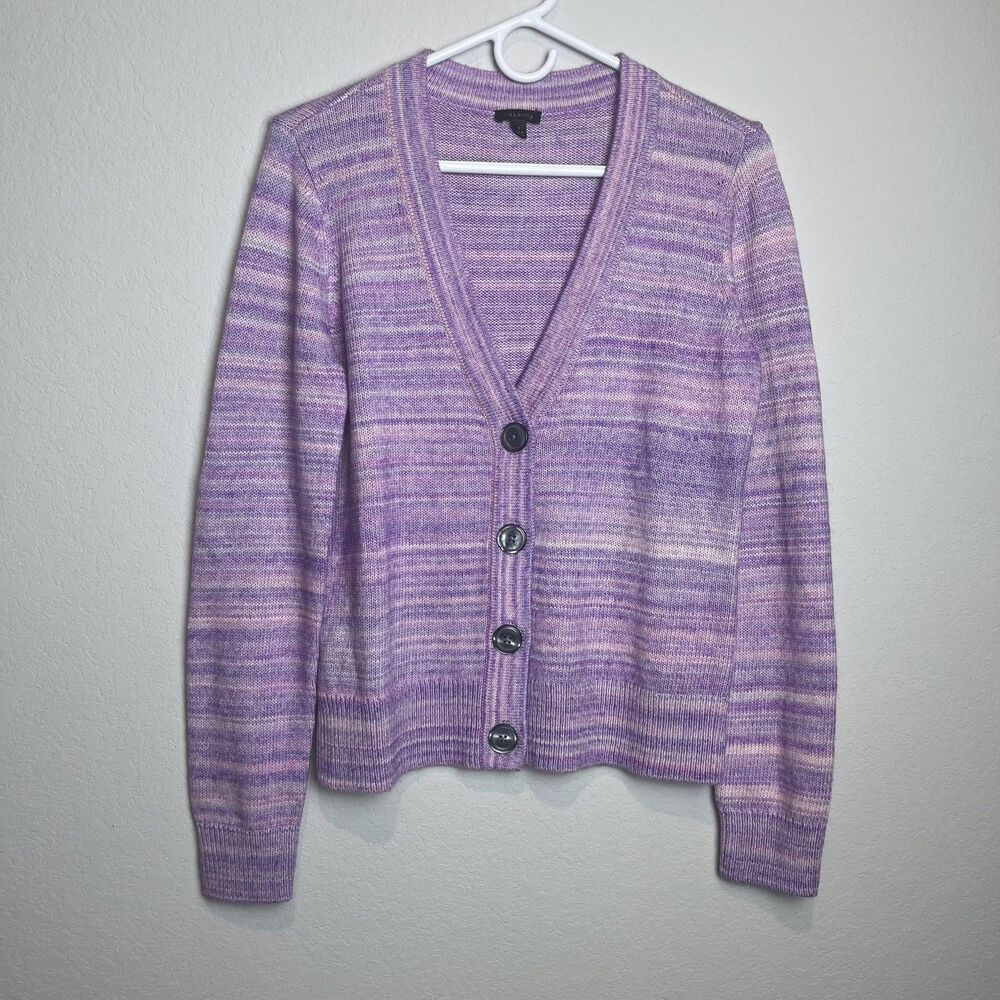 Talbots Cardigan Sweater Womens Small Purple V Neck Button Knit Long Sleeve